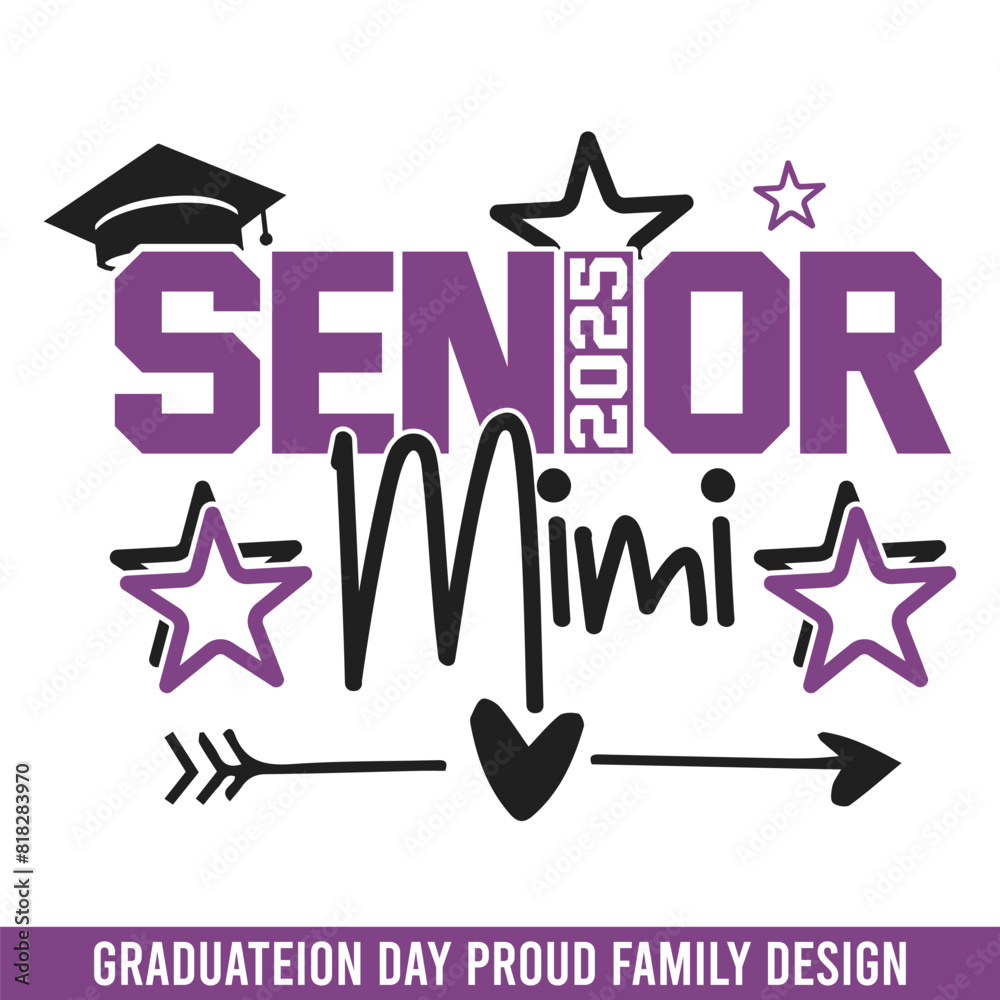 Obraz premium Senior 2025 mimi graduation day, senior college graduation svg design