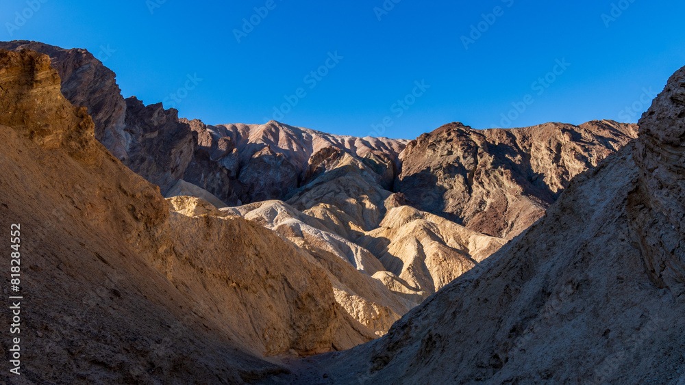 Sunrise Morning Sunshine in Golden Canyon, Death Valley National Park, California Sunrise Morning Sunshine in Golden Canyon, Death Valley National Park, California