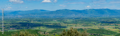 Panoramic Image of Italian Villa in Crete Senesi Area Near Siena in Spring Greenery
