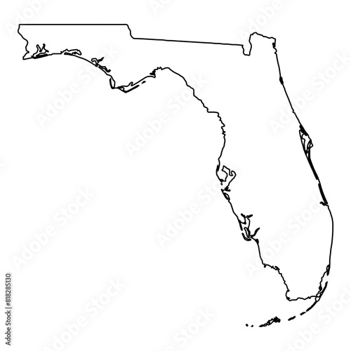 White outline of the state of Florida