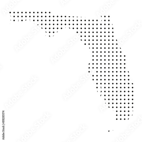 Map of the state of Florida is shown in dots
