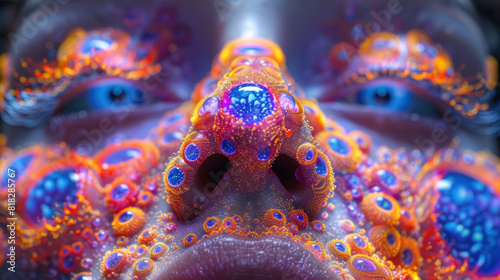 Face of psychedelic deity