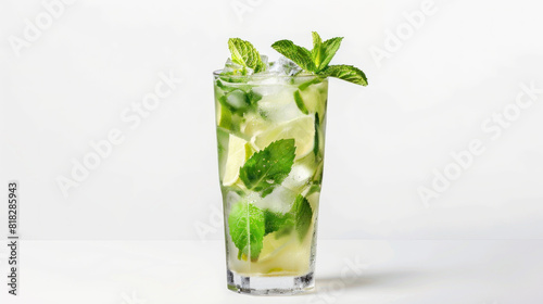 Classic Mojito cocktail on bright background