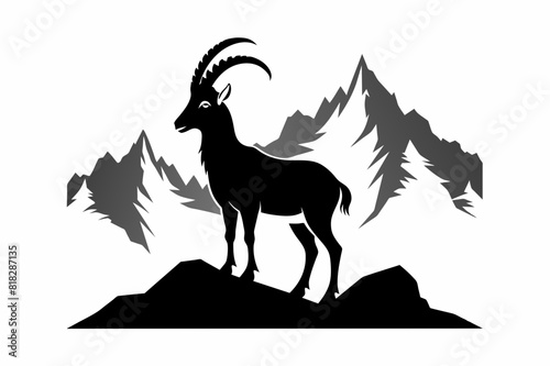 Mountain Goat full body vector silhouette white background
