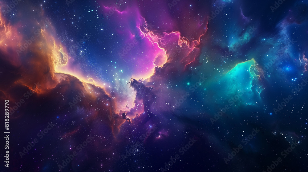 Colorful Space Filled With Stars and Clouds Colorful Space Filled With Stars and Clouds