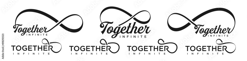 together Infinity logo design, wordmark together with Infinity icon combination, vector illustration together Infinity logo design, wordmark together with Infinity icon combination, vector illustration