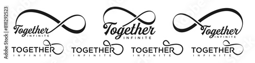 together Infinity logo design, wordmark together with Infinity icon combination, vector illustration