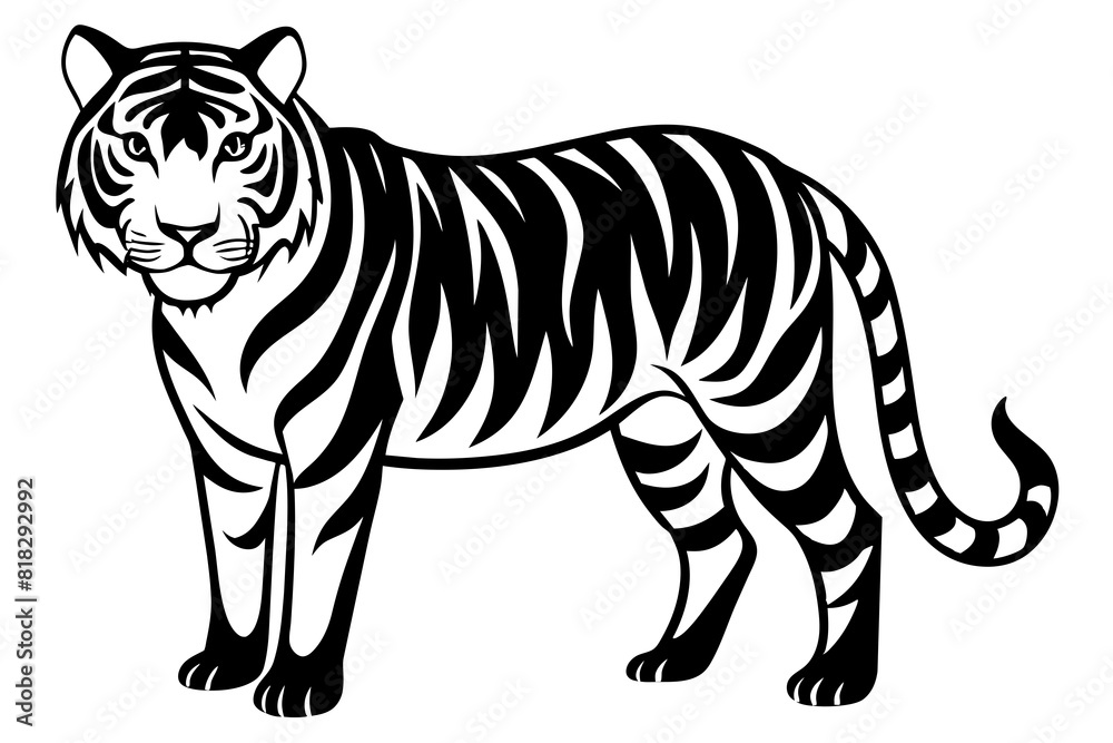 Fototapeta premium Tiger silhouette vector illustration 