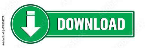 green download button with download icon isolatted on white background. download button png
