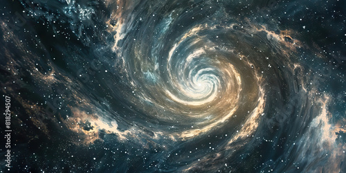 A swirling nebula, its gassous arms and tentacles stretching into the void, obscuring all but the brightest stars photo