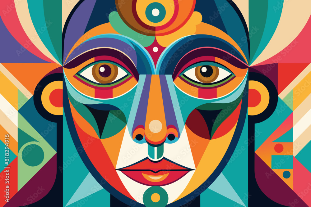 Fototapeta premium Vector colorful woman face art illustration 