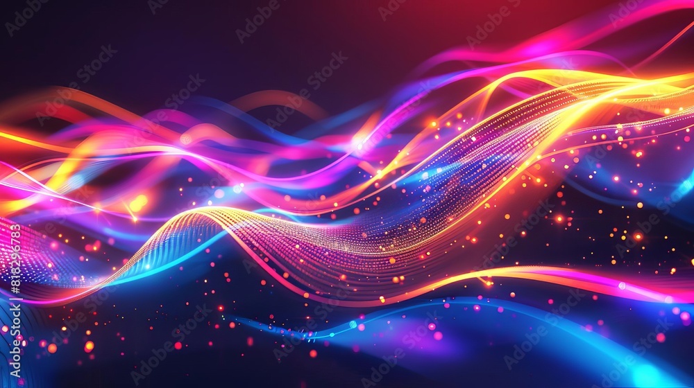 vibrant neon wave on dark background abstract futuristic digital illustration vibrant neon wave on dark background abstract futuristic digital illustration