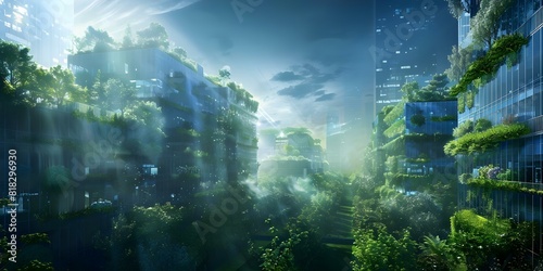 Engineer creates sustainable city project with green buildings  renewable energy  and ESG principles. Concept Sustainable Engineering  Green Buildings  Renewable Energy  ESG Principles