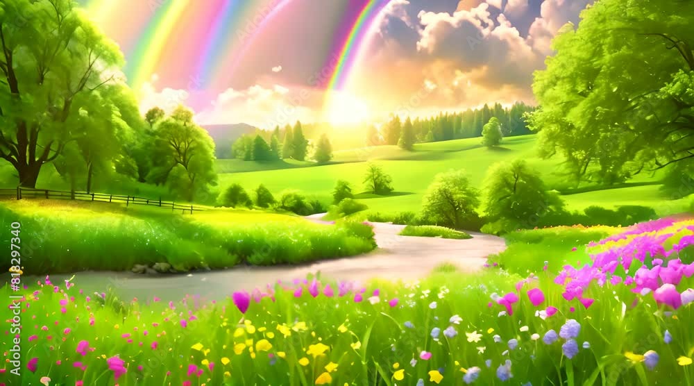 Spring background footage, beautiful scenic animation, generated AI