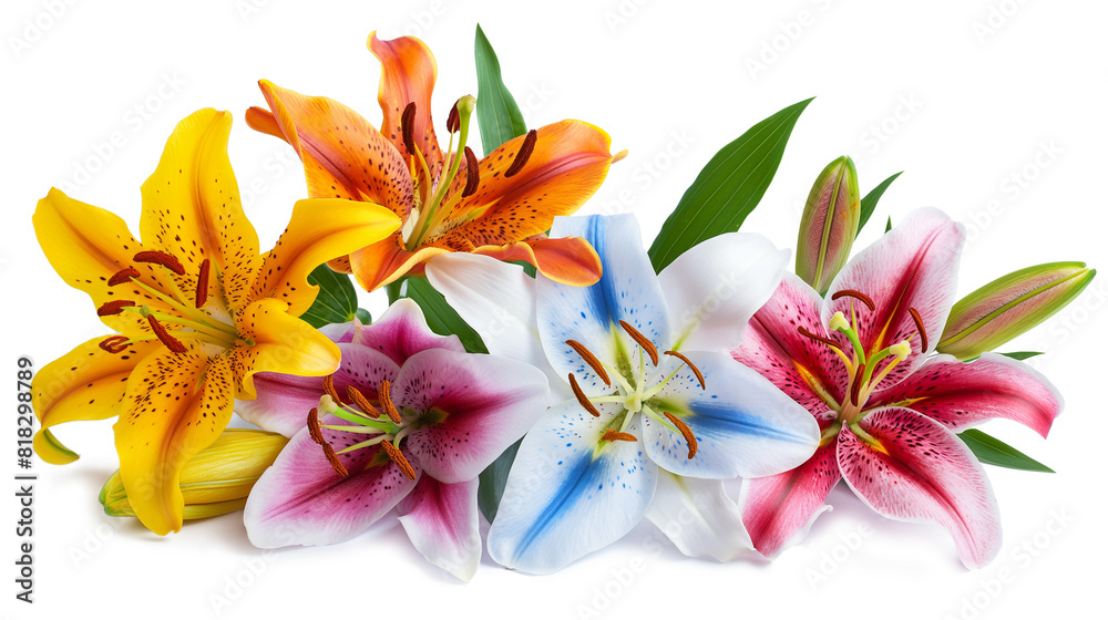 Obraz premium Vibrant Lily Bouquet for Decoration isolated on a transparent background