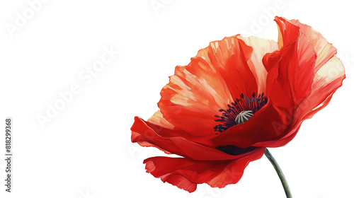 Vibrant Red Poppy Flower Painting isolated on a transparent background  PNG file  advertisement  design template  mockup template  