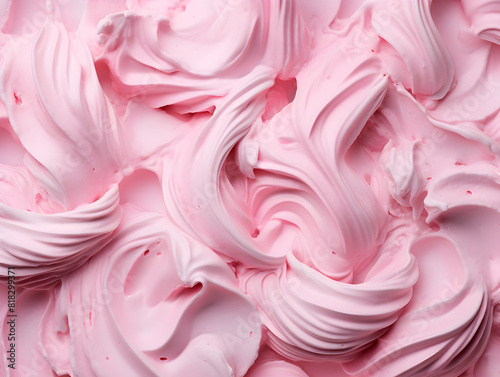 Pink creamy textured ice cream background, top view 