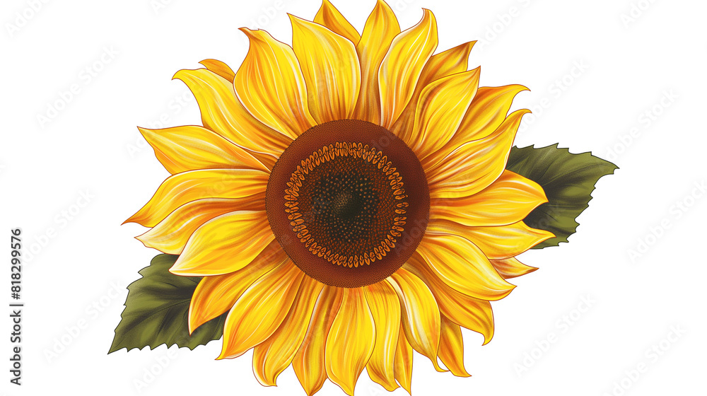 Fototapeta premium Vibrant Sunflower with Dark Brown Center isolated on a transparent background