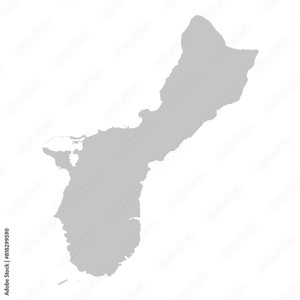 Gray solid map of the state of Guam Gray solid map of the state of Guam