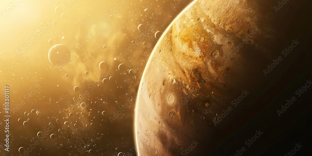 Obraz premium A close-up of an alien planet fills the frame, its exotic atmosphere hinting at the wonders that lie beyond our solar system