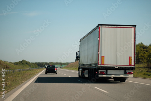 Intermodal Multimodal Distribution Delivery Freight Cargo Truck In Motion.. © Andriy Sharpilo