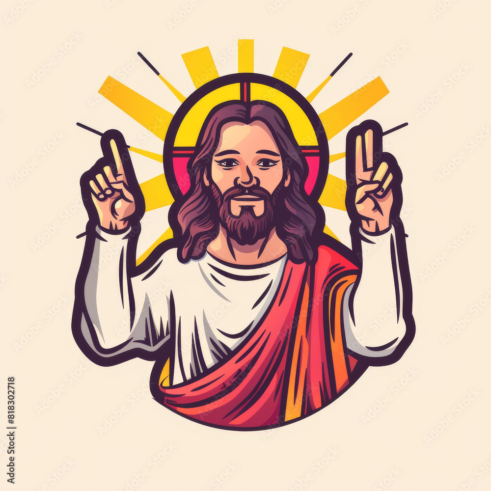 A man with a beard and a cross on his head A man with a beard and a cross on his head