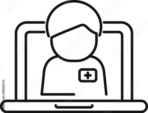 Modern digital healthcare concept icon featuring telemedicine, virtual doctor consultation, and online medical services on laptop and mobile devices