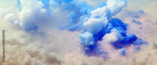 Blue white clouds with cuty lights photo