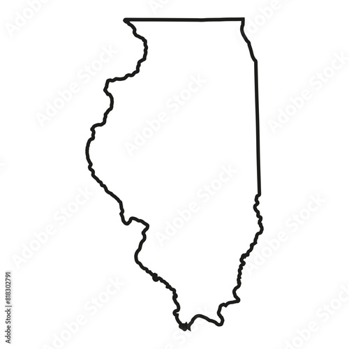 White solid outline of the state of Illinois
