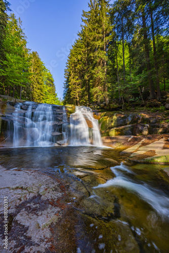 Waterfall Mumlava near Harachov  Giant Mountains  Krkonose   Eastern Bohemia  Czech Republic