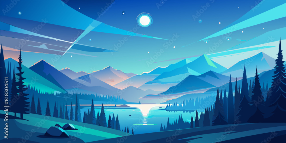 Serene Lakeside Camping Under Starry Night Sky