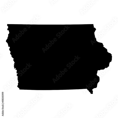 Black solid map of the state of Iowa