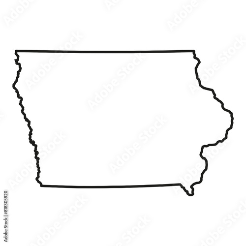 White solid outline of the state of Iowa