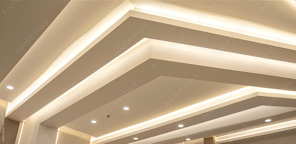 Obraz premium White modern lighting on ceiling in room