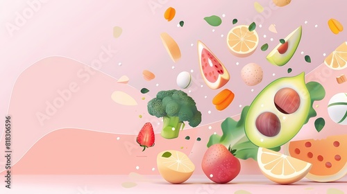 Fruit and vegetables in a colorful burst of freshness