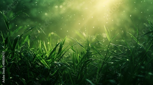 A lush green grass texture close up  focus on  copy space Fresh and vibrant Double exposure silhouette with blades of grass