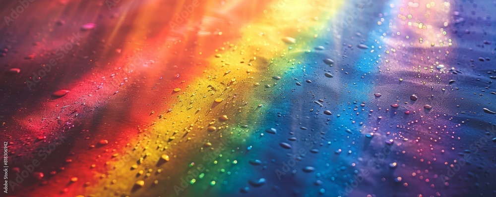 Fototapeta premium A highresolution rainbow texture with vibrant colors close up, focus on, copy space Bright and cheerful Double exposure silhouette with rainbow