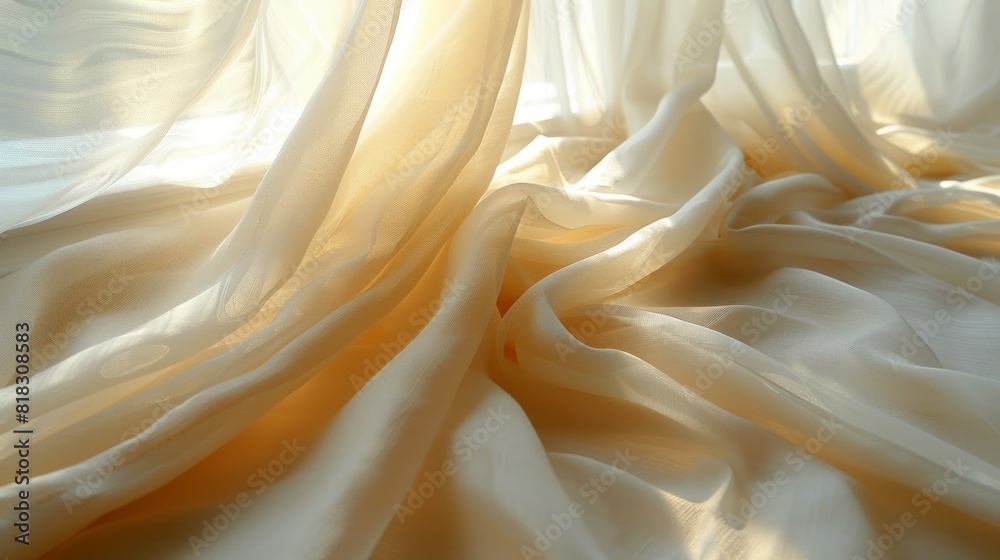 Detailed view of a plain white cloth with a blurred backdrop