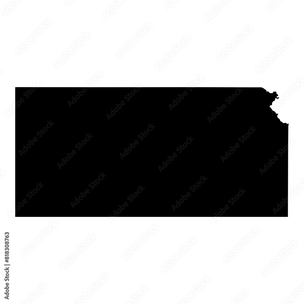 Black solid map of the state of Kansas