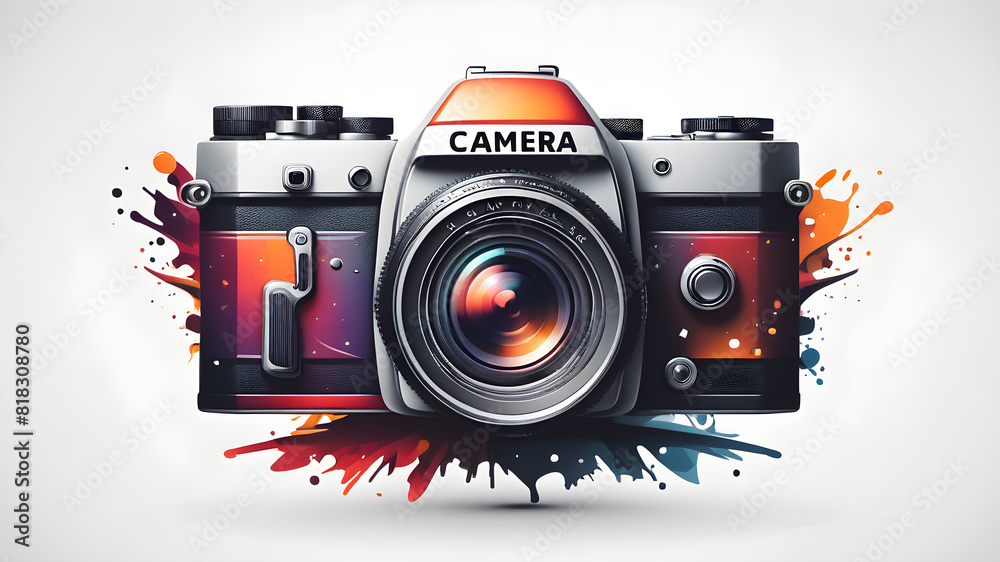 Obraz premium Camera themed logo symbol icon emblem, Generative AI