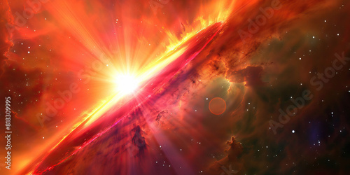 A red supergiant star blazes at the center of the universe and space. photo
