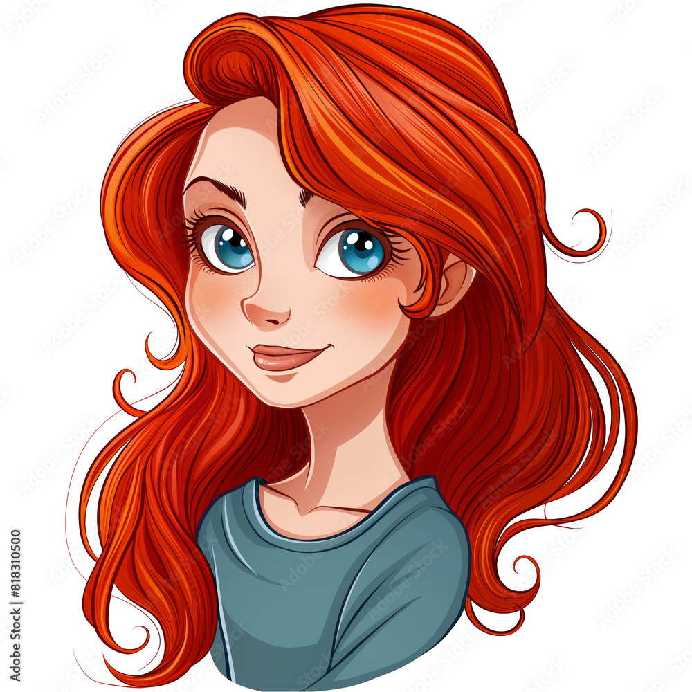 girl with red hair . Clipart PNG image . Transparent background . Cartoon vector style girl with red hair . Clipart PNG image . Transparent background . Cartoon vector style