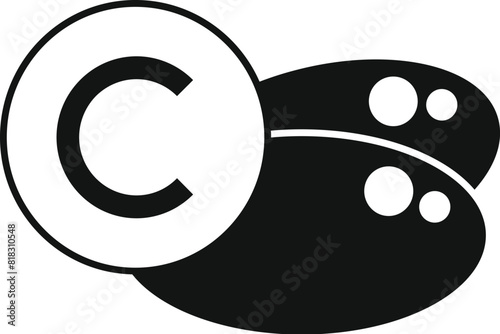 Simplistic design of a copyright symbol merged with a paw print in a monochromatic scheme