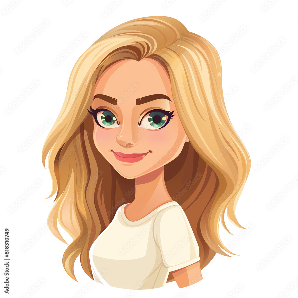 girl with blonde hair . Clipart PNG image . Transparent background . Cartoon vector style girl with blonde hair . Clipart PNG image . Transparent background . Cartoon vector style