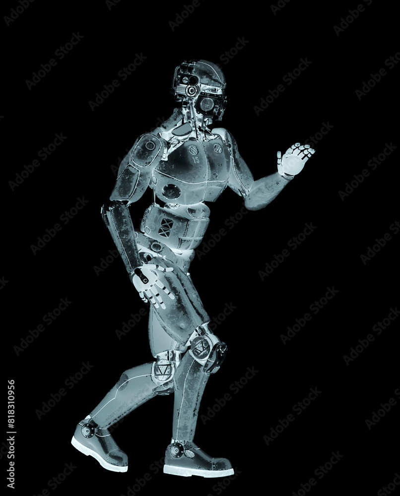 beta tester mech is walking on side view beta tester mech is walking on side view
