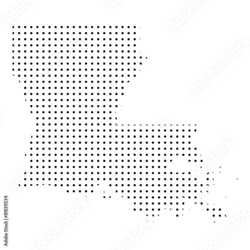 Map of the state of Louisiana is shown in dots