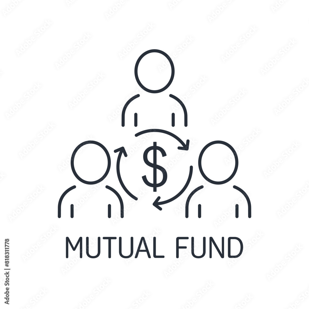 Mutual fund. Collective investment capital . Vector linear icon isolated on white background. Mutual fund. Collective investment capital . Vector linear icon isolated on white background.