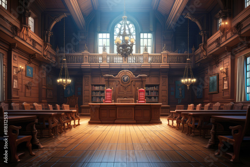 generated Illustration of empty courthouse room interior