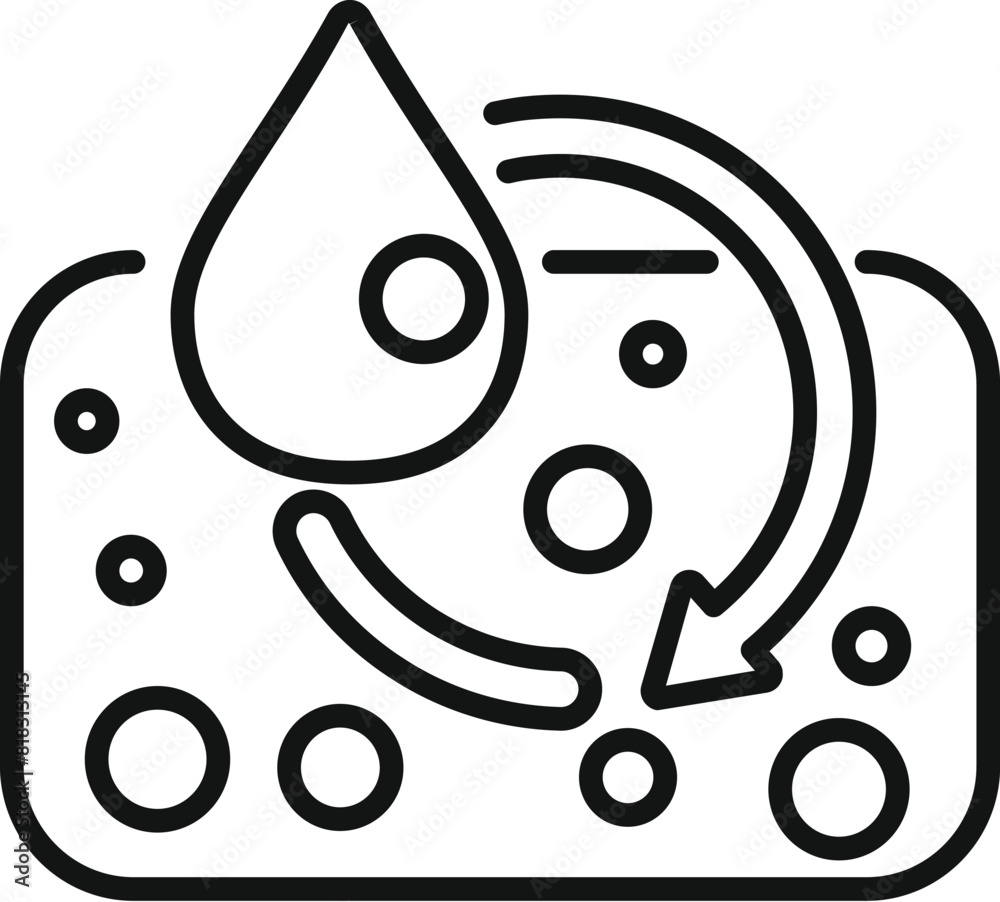 Black and white line art vector of a simplified water cycle diagram