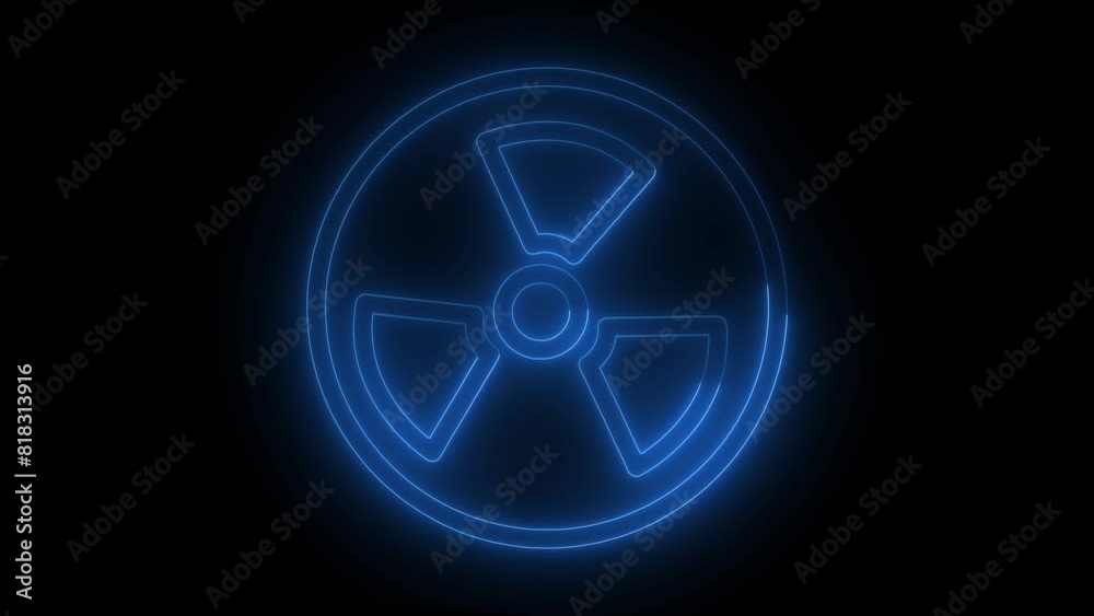 blue radioactive sign on black background blue radioactive sign on black background